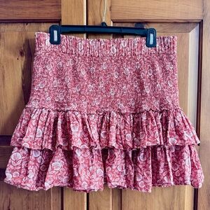 LOFT Tiered Mini Skirt with Smocked Ruffles